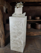 Load image into Gallery viewer, Pearl White textured acrylic plinth cake / flower stand - 90cm tall