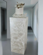 Load image into Gallery viewer, Pearl White textured acrylic plinth cake / flower stand - 90cm tall