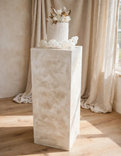 Load image into Gallery viewer, Pearl White textured acrylic plinth cake / flower stand - 90cm tall