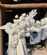 Load image into Gallery viewer, White wooden arbour & flowers - Basic - HIRE ONLY