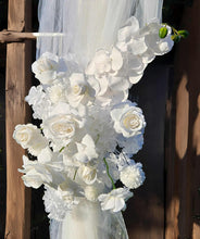 Load image into Gallery viewer, White wooden arbour & flowers - Basic - HIRE ONLY