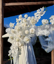 Load image into Gallery viewer, White wooden arbour & flowers - Advanced - HIRE ONLY