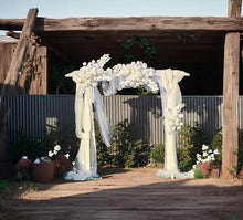 Load image into Gallery viewer, White wooden arbour & flowers - Advanced - HIRE ONLY