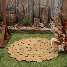 Load image into Gallery viewer, Boho Round jute rug - HIRE ONLY
