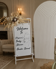Load image into Gallery viewer, White Welcome Sign Stand , seating chart - Wedding, events - HIRE ONLY