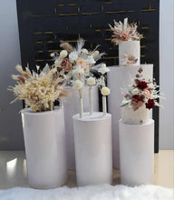 Load image into Gallery viewer, White cylinder plinth cake or flower stand - 50cm - HIRE ONLY