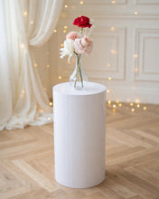 Load image into Gallery viewer, White cylinder plinth cake or flower stand - 50cm - HIRE ONLY