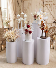Load image into Gallery viewer, White cylinder plinth cake or flower stand - 50cm - HIRE ONLY