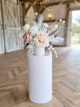 Load image into Gallery viewer, White cylinder plinth cake or flower stand - 55cm - HIRE ONLY