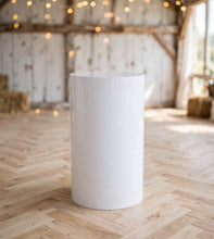 Load image into Gallery viewer, White cylinder plinth cake or flower stand - 55cm - HIRE ONLY