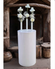 Load image into Gallery viewer, White cylinder plinth cake or flower stand - 60cm - HIRE ONLY