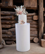 Load image into Gallery viewer, White cylinder plinth cake or flower stand - 60cm - HIRE ONLY
