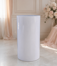Load image into Gallery viewer, White cylinder plinth cake or flower stand - 60cm - HIRE ONLY