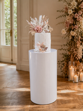 Load image into Gallery viewer, White cylinder plinth cake or flower stand - 60cm - HIRE ONLY