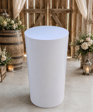 Load image into Gallery viewer, White cylinder plinth cake or flower stand - 75cm - HIRE ONLY