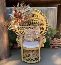 Load image into Gallery viewer, Rustic package – flowers & Queen peacock chair - HIRE ONLY