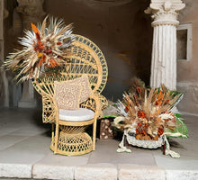 Load image into Gallery viewer, Rustic package – flowers & Queen peacock chair - HIRE ONLY