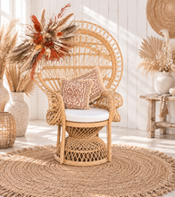 Load image into Gallery viewer, Rustic package – flowers & Queen peacock chair - HIRE ONLY