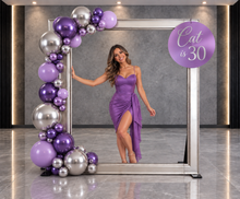 Load image into Gallery viewer, Fancy large silver photo frame / Backdrop ONLY - HIRE ONLY