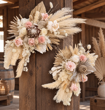 Load image into Gallery viewer, Boho Blush Banksia Everlasting arbour / backdrop or easel flowers - HIRE ONLY