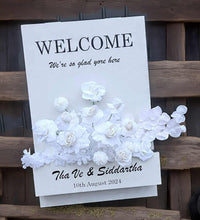 Load image into Gallery viewer, Welcome sign Flower box & white flowers - HIRE ONLY