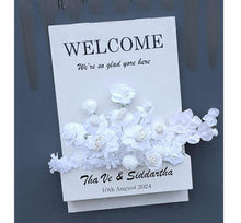 Load image into Gallery viewer, Welcome sign Flower box & white flowers - HIRE ONLY