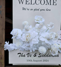 Load image into Gallery viewer, Welcome sign Flower box & white flowers - HIRE ONLY