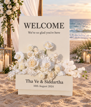 Load image into Gallery viewer, Welcome sign Flower box & white flowers - HIRE ONLY