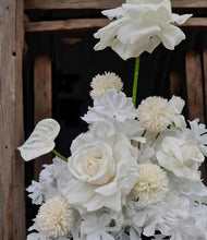 Load image into Gallery viewer, White table flowers, table centrepiece / plinth / aisle flowers - HIRE ONLY