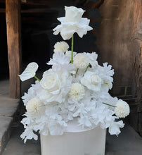 Load image into Gallery viewer, White table flowers, table centrepiece / plinth / aisle flowers - HIRE ONLY