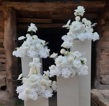 Load image into Gallery viewer, White table flowers, table centrepiece / plinth / aisle flowers - HIRE ONLY