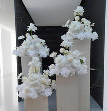 Load image into Gallery viewer, White table flowers, table centrepiece / plinth / aisle flowers - HIRE ONLY