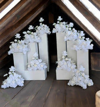 Load image into Gallery viewer, White table flowers, table centrepiece / plinth / aisle flowers - HIRE ONLY
