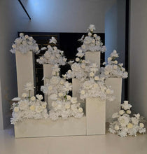 Load image into Gallery viewer, White table flowers, table centrepiece / plinth / aisle flowers - HIRE ONLY