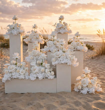Load image into Gallery viewer, White table flowers, table centrepiece / plinth / aisle flowers - HIRE ONLY