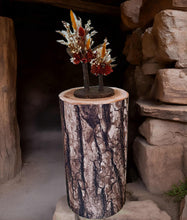 Load image into Gallery viewer, Rustic wood stump cylinder plinth flower / event stand - 60cm - HIRE ONLY