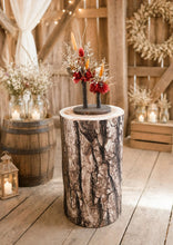 Load image into Gallery viewer, Rustic wood stump cylinder plinth flower / event stand - 60cm - HIRE ONLY