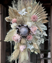 Load image into Gallery viewer, Boho Blush King Protea Everlasting arbour / backdrop flowers Style 2 - HIRE ONLY
