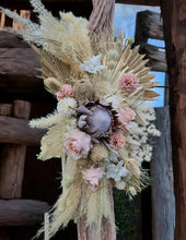 Load image into Gallery viewer, Boho Blush King Protea Everlasting arbour / backdrop flowers Style 2 - HIRE ONLY