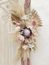Load image into Gallery viewer, Boho Blush King Protea Everlasting arbour / backdrop flowers Style 2 - HIRE ONLY