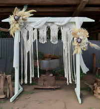 Load image into Gallery viewer, White wooden arbour w macrame - Boho Package - HIRE ONLY
