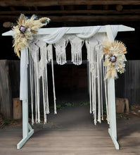 Load image into Gallery viewer, White wooden arbour w macrame - Boho Package - HIRE ONLY
