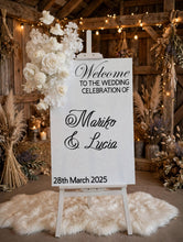 Load image into Gallery viewer, White flowers for welcome sign frame or easel (flowers only) - HIRE ONLY