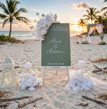 Load image into Gallery viewer, White flowers for welcome sign frame or easel (flowers only) - HIRE ONLY