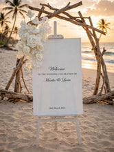 Load image into Gallery viewer, White welcome sign flowers including easel - HIRE ONLY