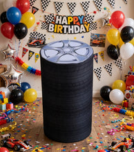 Load image into Gallery viewer, Alloy wheels and tyres cylinder cake stand / plinth - 90cm - HIRE ONLY