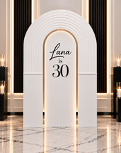 Load image into Gallery viewer, Double arch backdrop ripple - white - HIRE ONLY