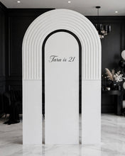Load image into Gallery viewer, Double arch backdrop ripple - white - HIRE ONLY