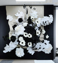 Load image into Gallery viewer, Black & white hanging flowers for arch / arbour / backdrop - HIRE ONLY