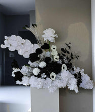 Load image into Gallery viewer, Black & white floor / plinth flowers - HIRE ONLY